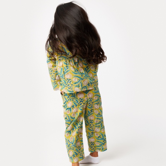Kids 100% Cotton Pajama Set | Hand Block Print | 18M–6Y | Sensitive Skin Safe - Picture 2 of 3
